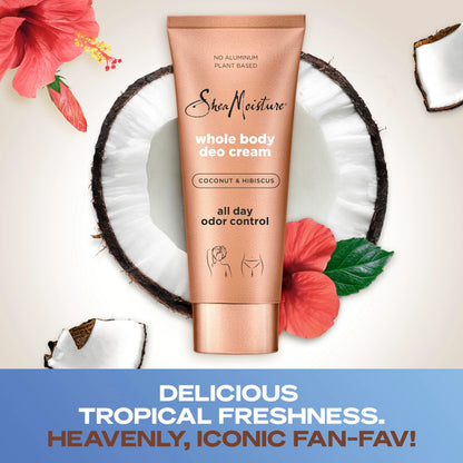 SheaMoisture Whole Body Deo Cream Coconut & Hibiscus 3 count for All-Day Odor Control, with No Aluminum, 2.5 oz