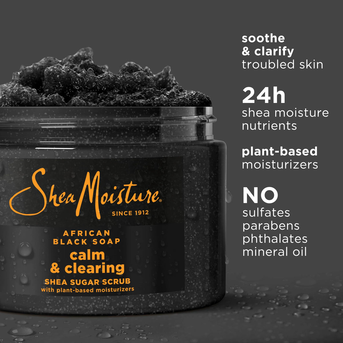 SheaMoisture Sugar Body Scrub African Black Soap for healthy, glowing skin African black soap with 24h shea moisture nutrients 12 oz