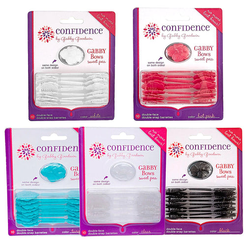 Confidence - GaBBY Bow Sweet Pea Design - Patented Non-Slip Barrettes – 50 Pack – 5 Flower Colors