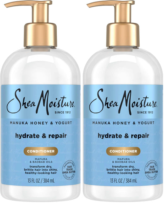 SheaMoisture Hydrate & Repair Conditioner for Damaged Hair Manuka Honey & Yogurt Shea Butter 13 oz (Pack of 2)